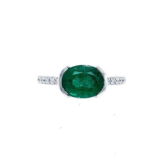 Natural Emerald Diamond Ring 6.5 14k W Gold 2.33 TCW Certified 221335 - Picture 10 of 17